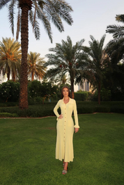 Britta | Maxi Jurk met Gouden Knopen – Elegant & Chic