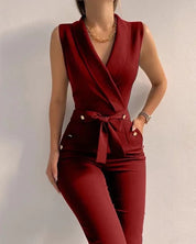 Elara | Dames Jumpsuit van Hoogwaardige Stof, Mouwloos en Elegant