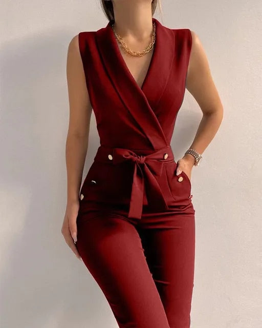 Elara | Dames Jumpsuit van Hoogwaardige Stof, Mouwloos en Elegant
