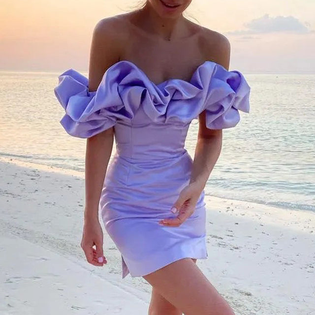Myrell | Off-Shoulder Cocktail Jurk Met Ruches
