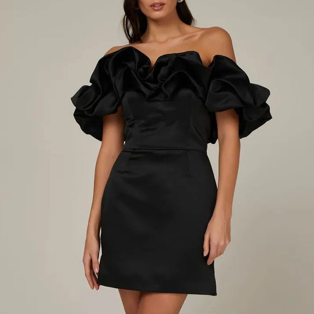 Myrell | Off-Shoulder Cocktail Jurk Met Ruches