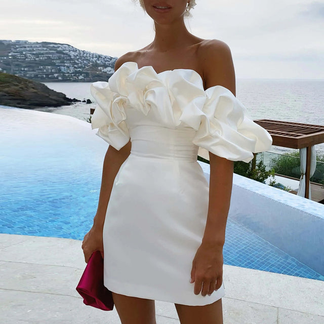 Myrell | Off-Shoulder Cocktail Jurk Met Ruches