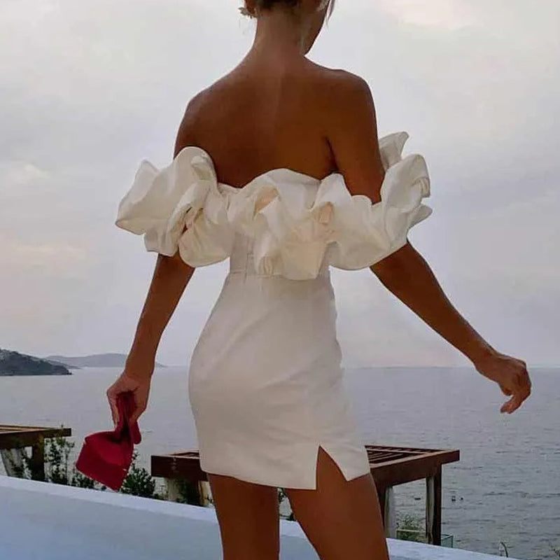 Myrell | Off-Shoulder Cocktail Jurk Met Ruches