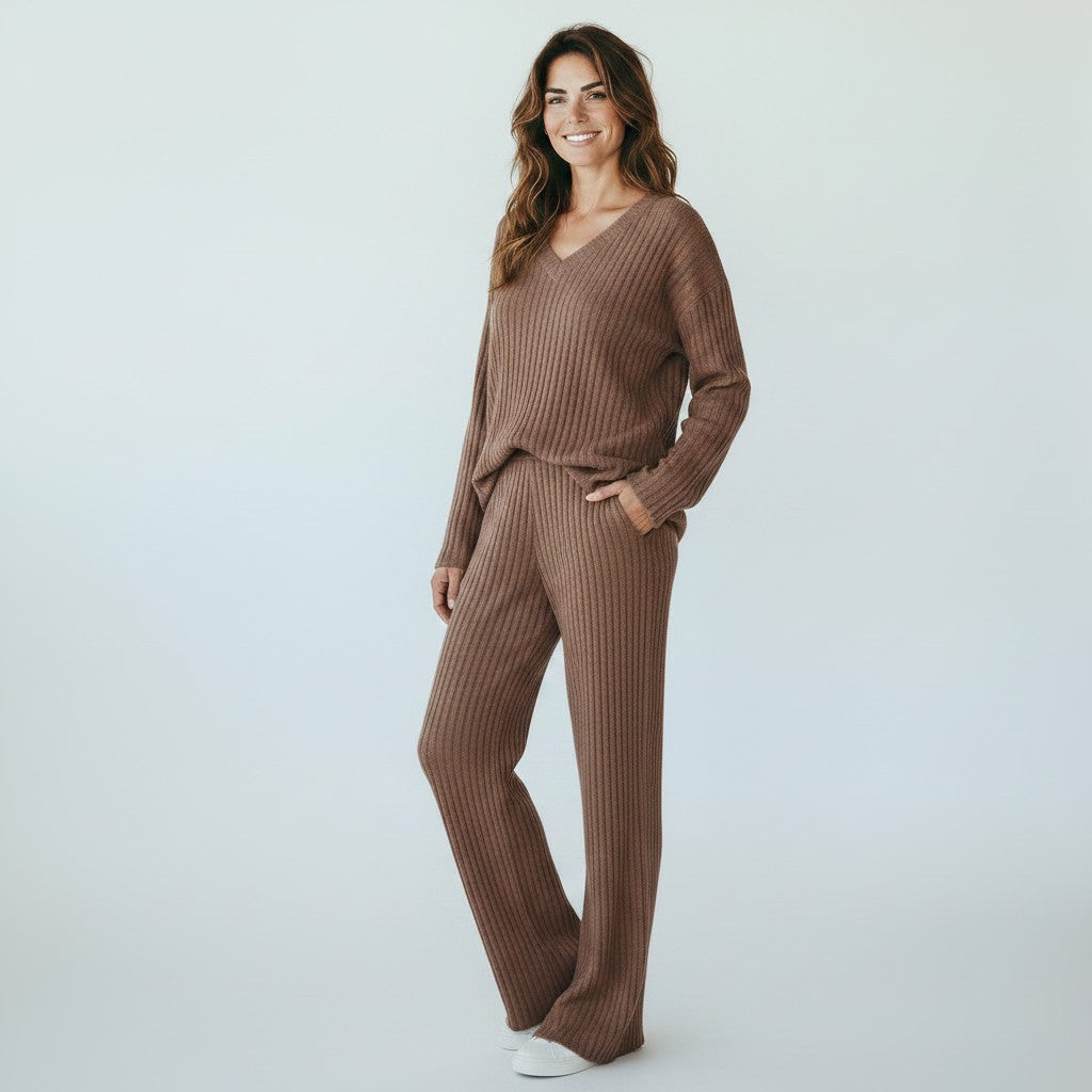 Elin | Comfortabele Tweedelig Loungewear Set Dames - Jogging Ribstof
