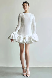 Eline | Dames Mini Jurk - Geplooid Ontwerp met Uitlopende Mouwen, Trendy 1