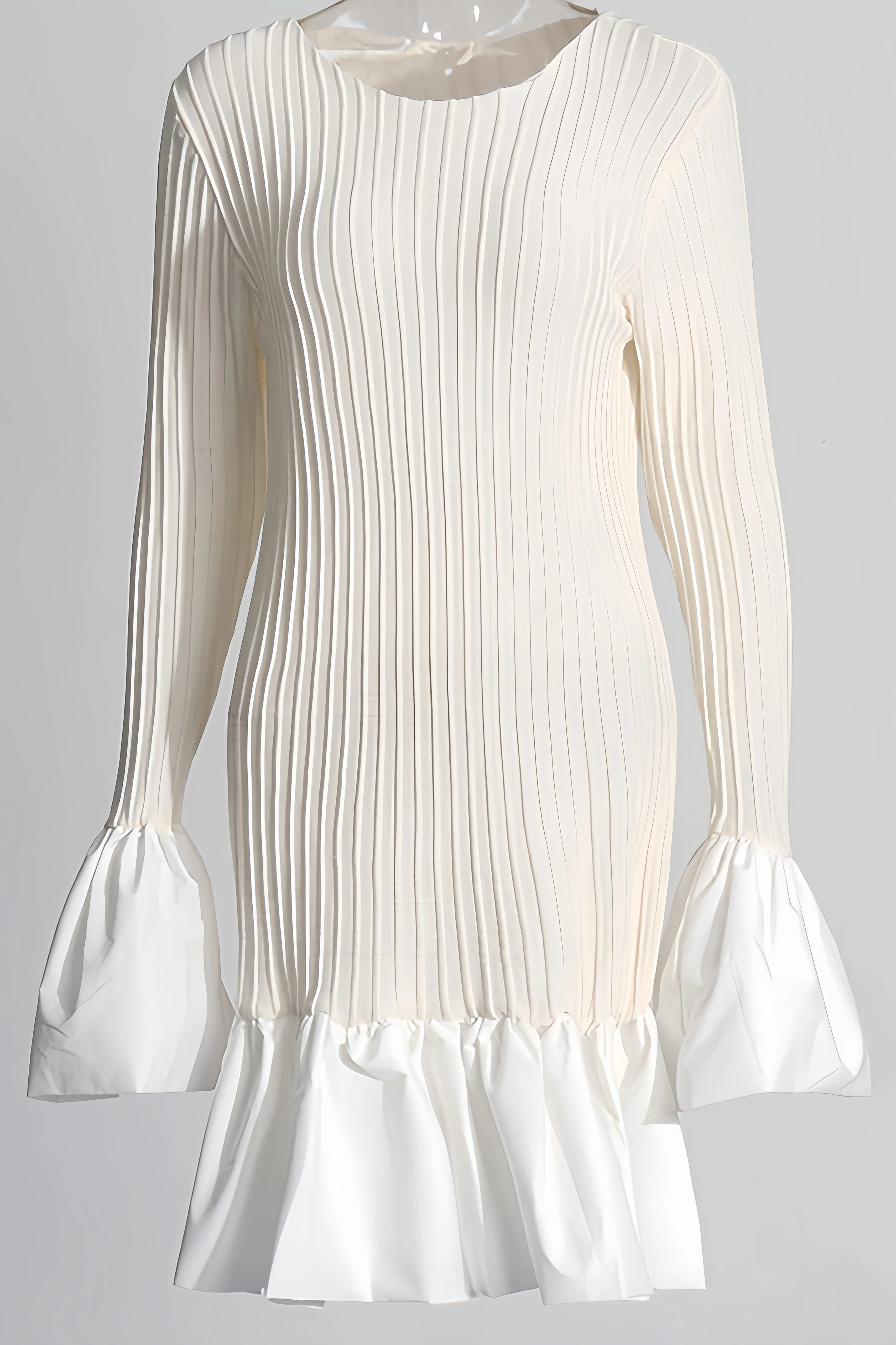 Eline | Dames Mini Jurk - Geplooid Ontwerp met Uitlopende Mouwen, Trendy 4