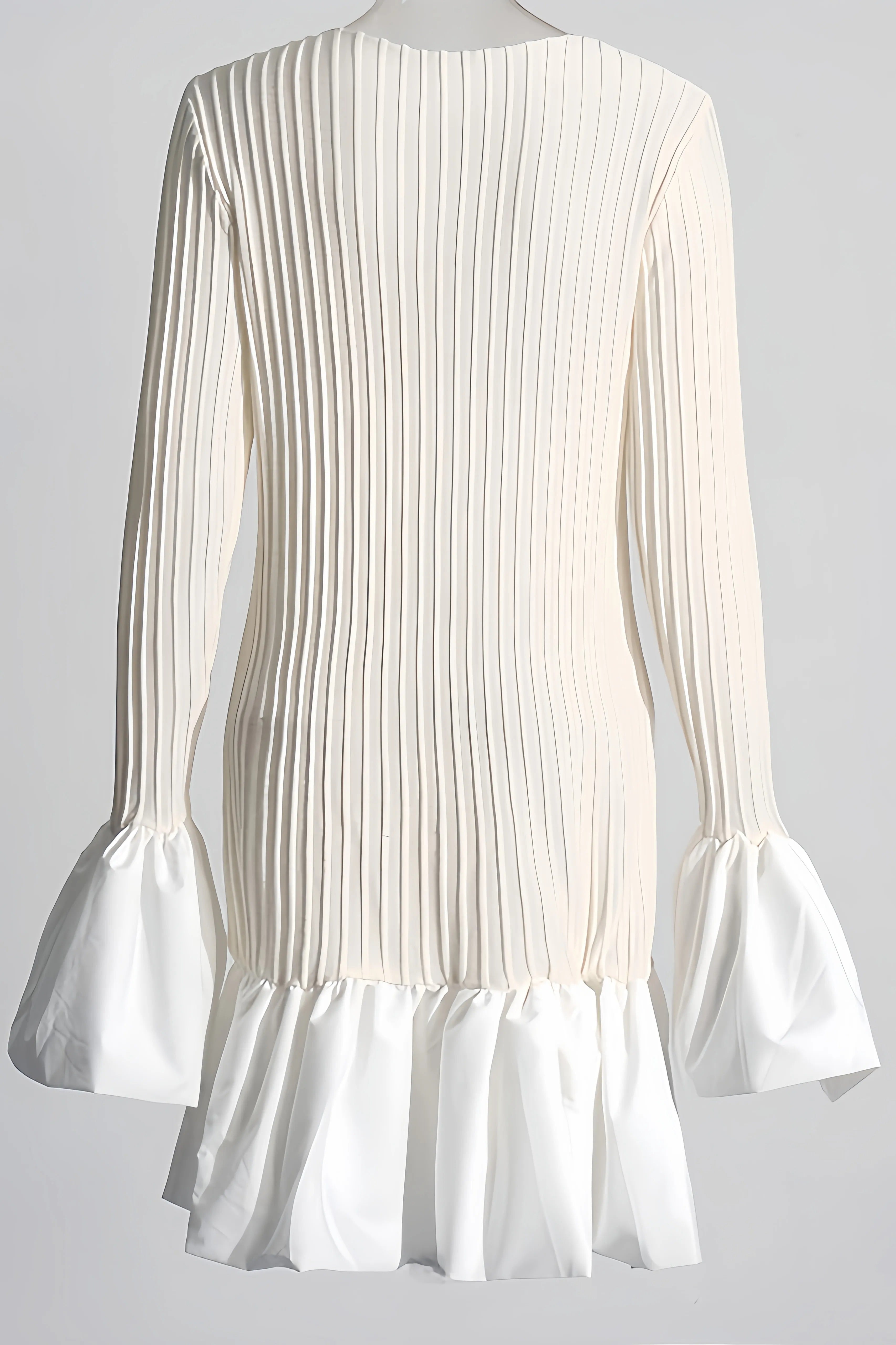 Eline | Dames Mini Jurk - Geplooid Ontwerp met Uitlopende Mouwen, Trendy 5