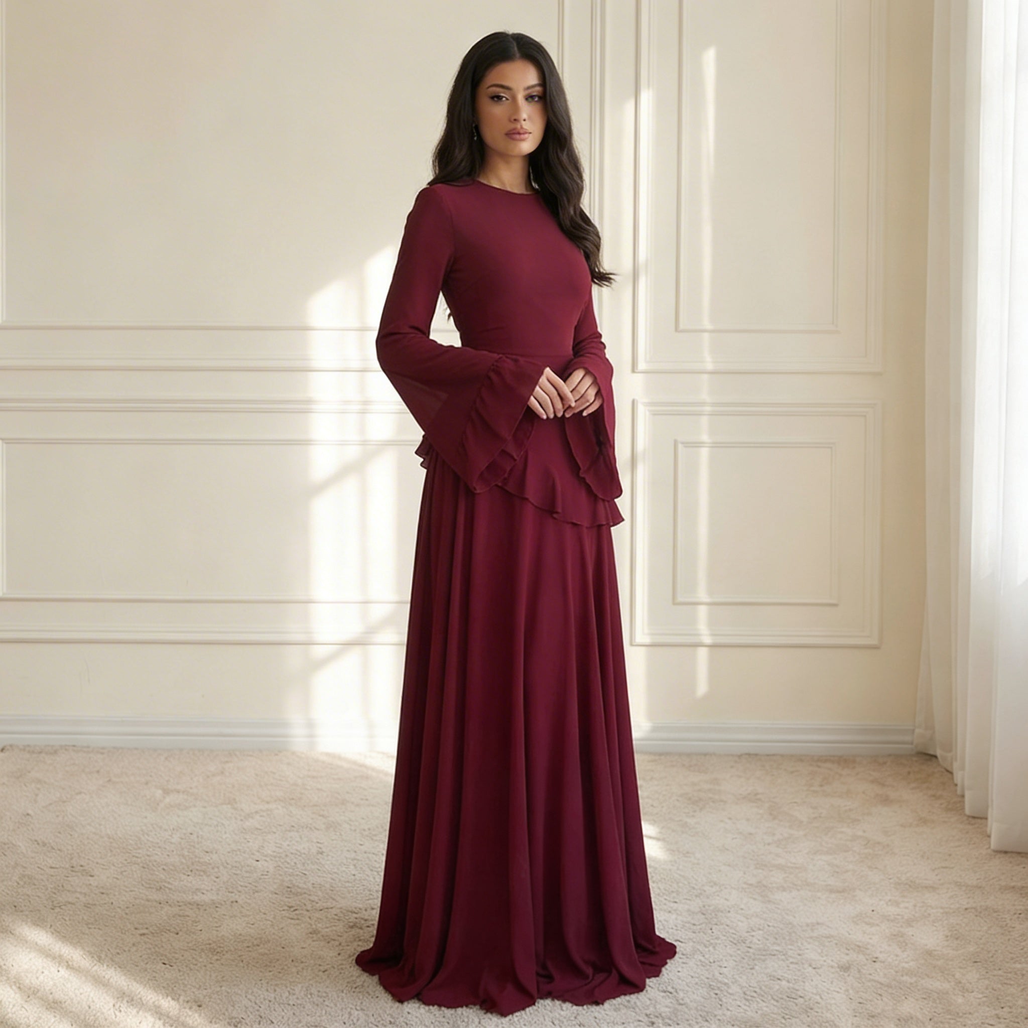 Elysia | Dames Maxi Jurk - Vloeiende Stof met Ruffle Details, Elegante Pasvorm 5