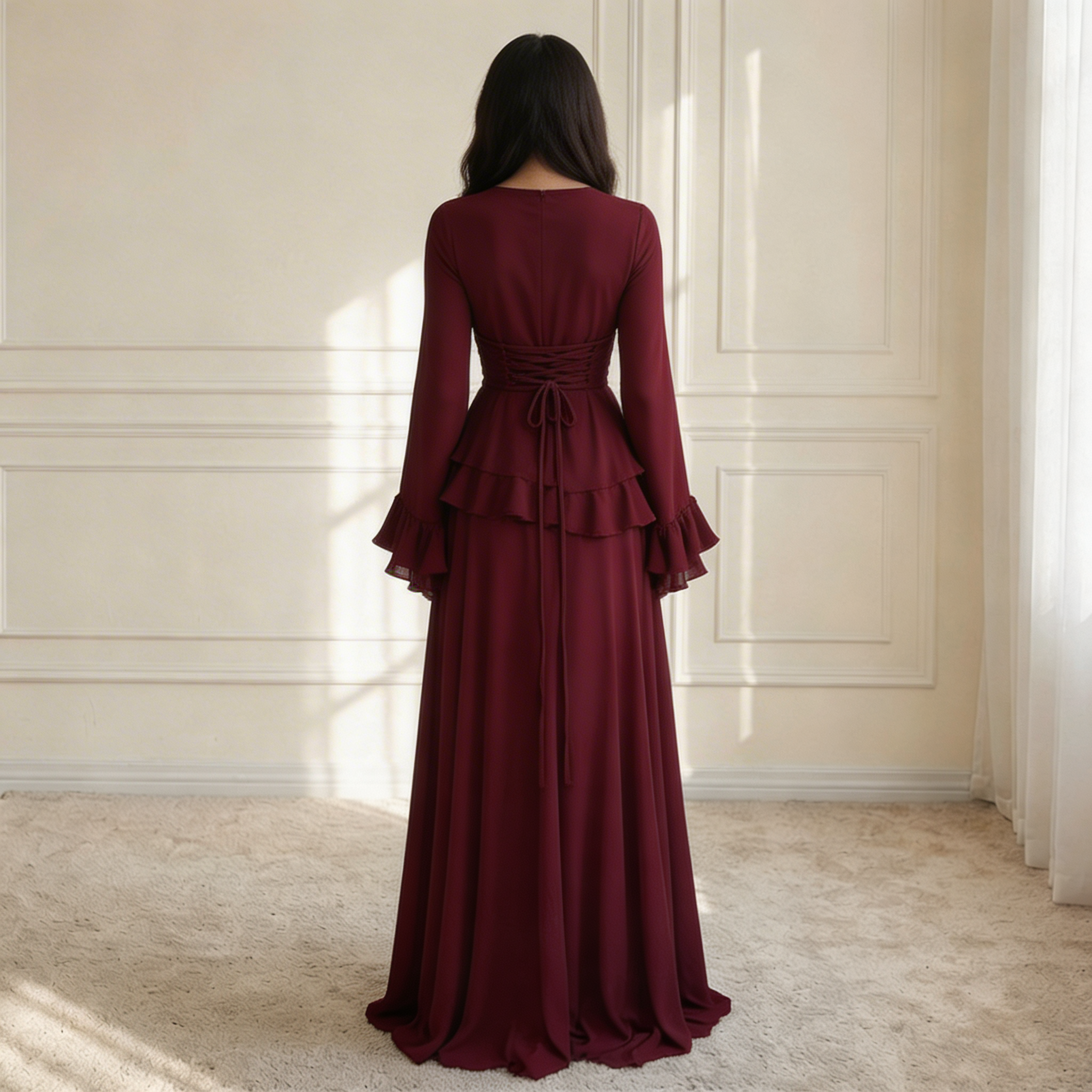 Elysia | Dames Maxi Jurk - Vloeiende Stof met Ruffle Details, Elegante Pasvorm 6