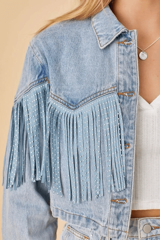 Fiep | Stijlvolle Denim Jas Dames - Boho Chic met Franjes