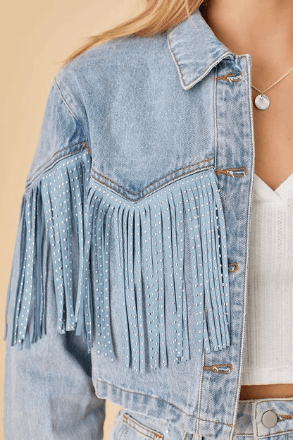 Fiep | Stijlvolle Denim Jas Dames - Boho Chic met Franjes