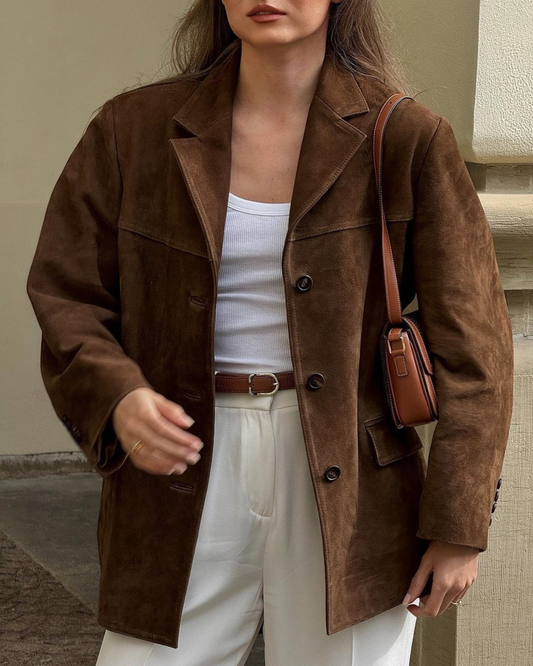 Rona | Elegante Suède Blazer Dames – Nette Knoopsluiting