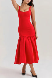 Eveline | Dames Midi Jurk - Hoogwaardige Stof met Ruches, Elegant Jurkje 1