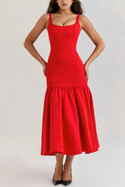 Eveline | Dames Midi Jurk - Hoogwaardige Stof met Ruches, Elegant Jurkje 3