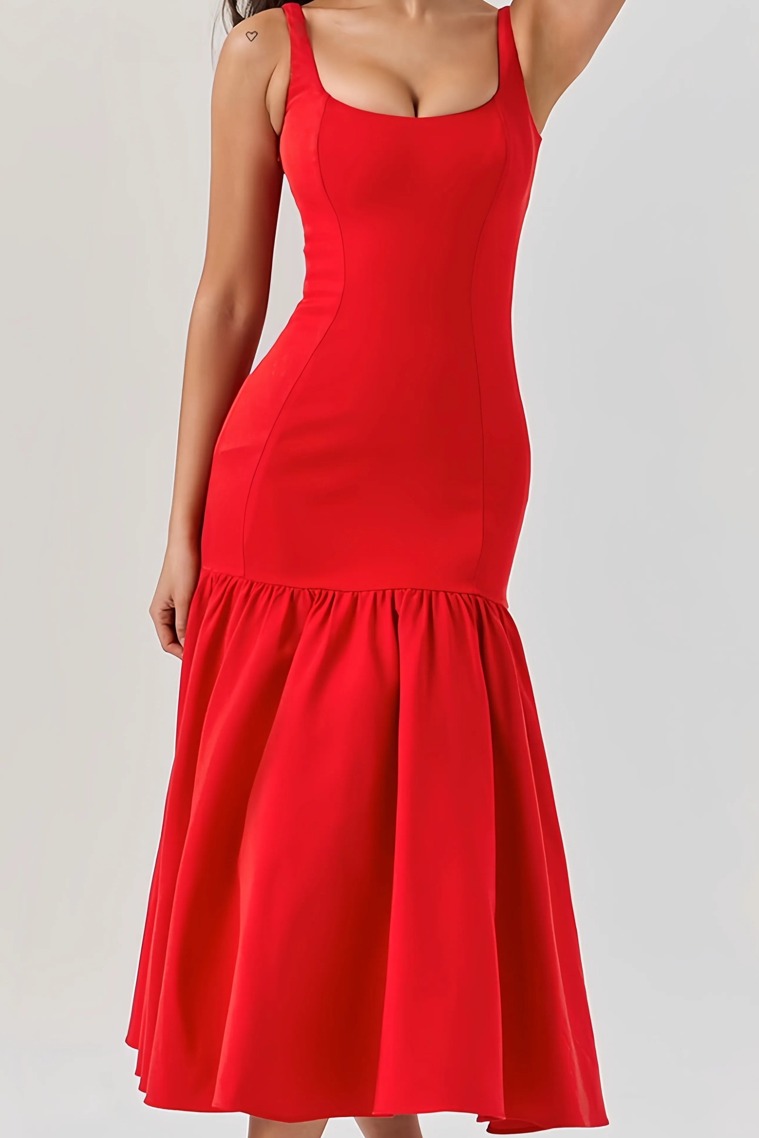 Eveline | Dames Midi Jurk - Hoogwaardige Stof met Ruches, Elegant Jurkje 5