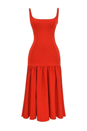 Eveline | Dames Midi Jurk - Hoogwaardige Stof met Ruches, Elegant Jurkje 6
