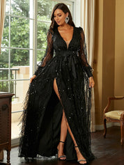 Evelyn | Dames Galajurk - Zwarte Pailletten, Elegante Avondjurk voor Feestjurken 3