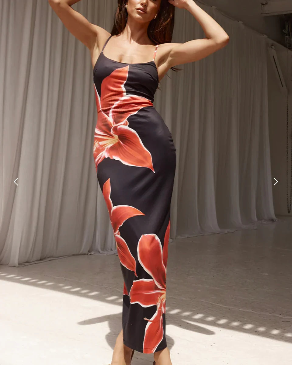 Ailisa | Trendy Midi Jurk met Bloemen - Elegant & Comfortabel