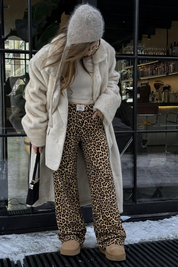 Fallon | Trending Luipaardprint Jeans met Rechte Pijpen