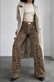 Fallon | Trending Luipaardprint Jeans met Rechte Pijpen