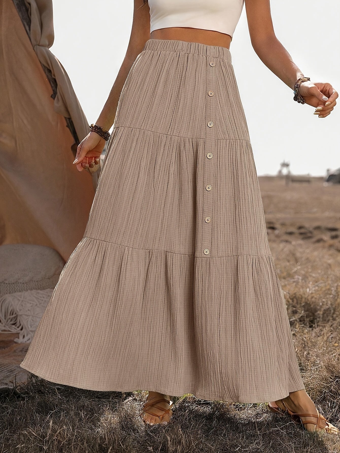 Enna | Bohemian Katoenen Maxi Rok Dames – Zomers met Volant Details