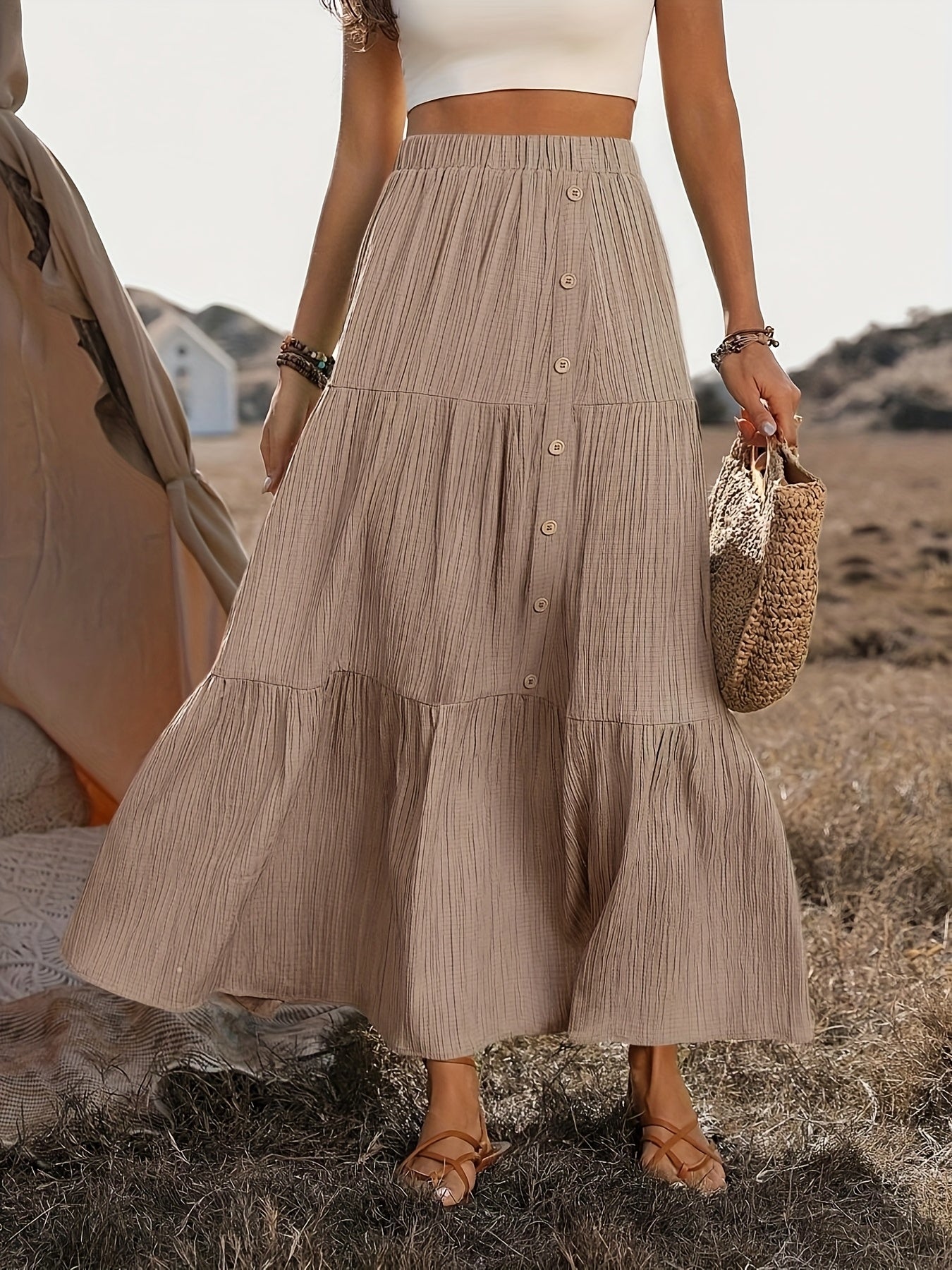 Enna | Bohemian Katoenen Maxi Rok Dames – Zomers met Volant Details