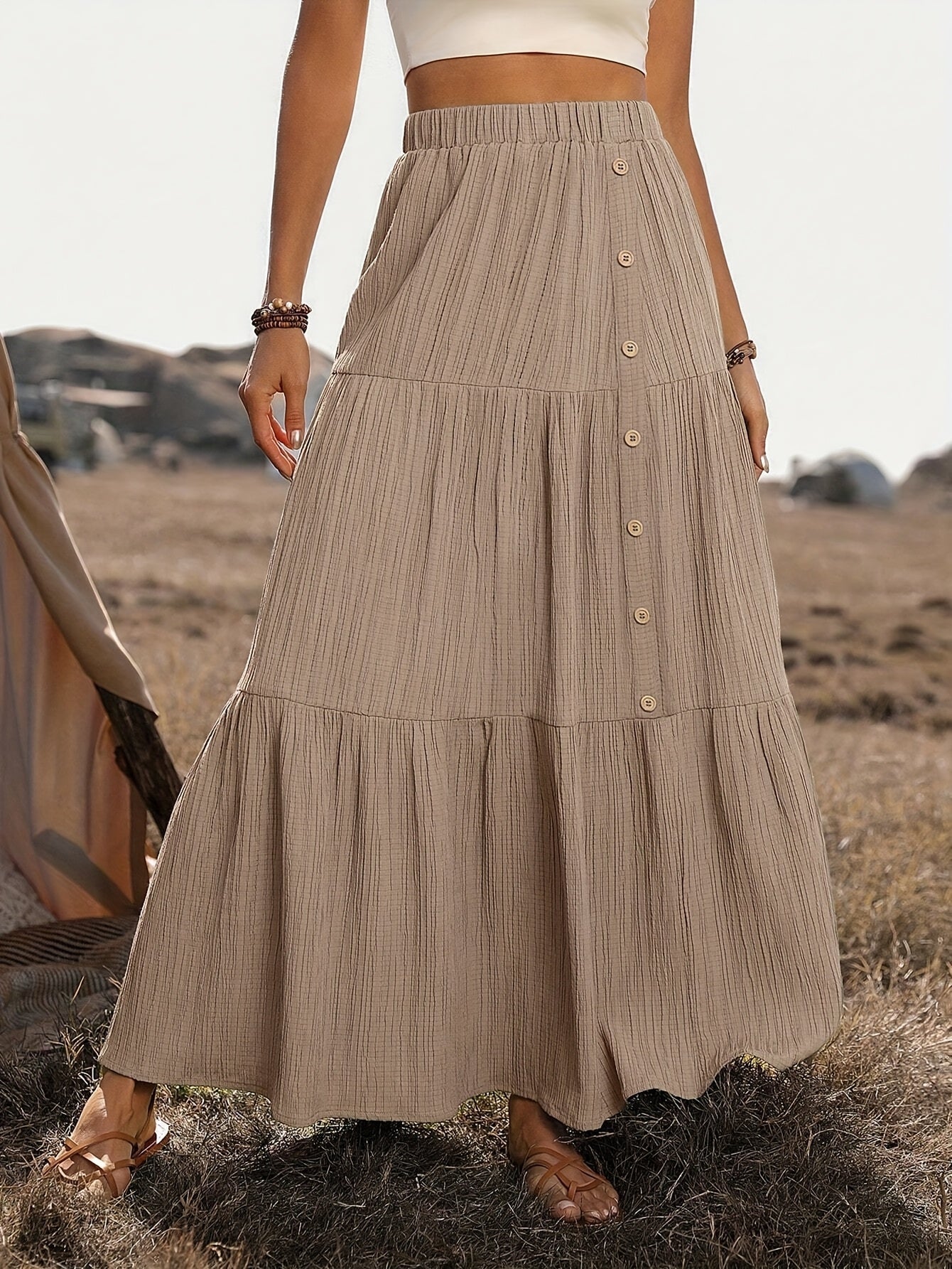 Enna | Bohemian Katoenen Maxi Rok Dames – Zomers met Volant Details