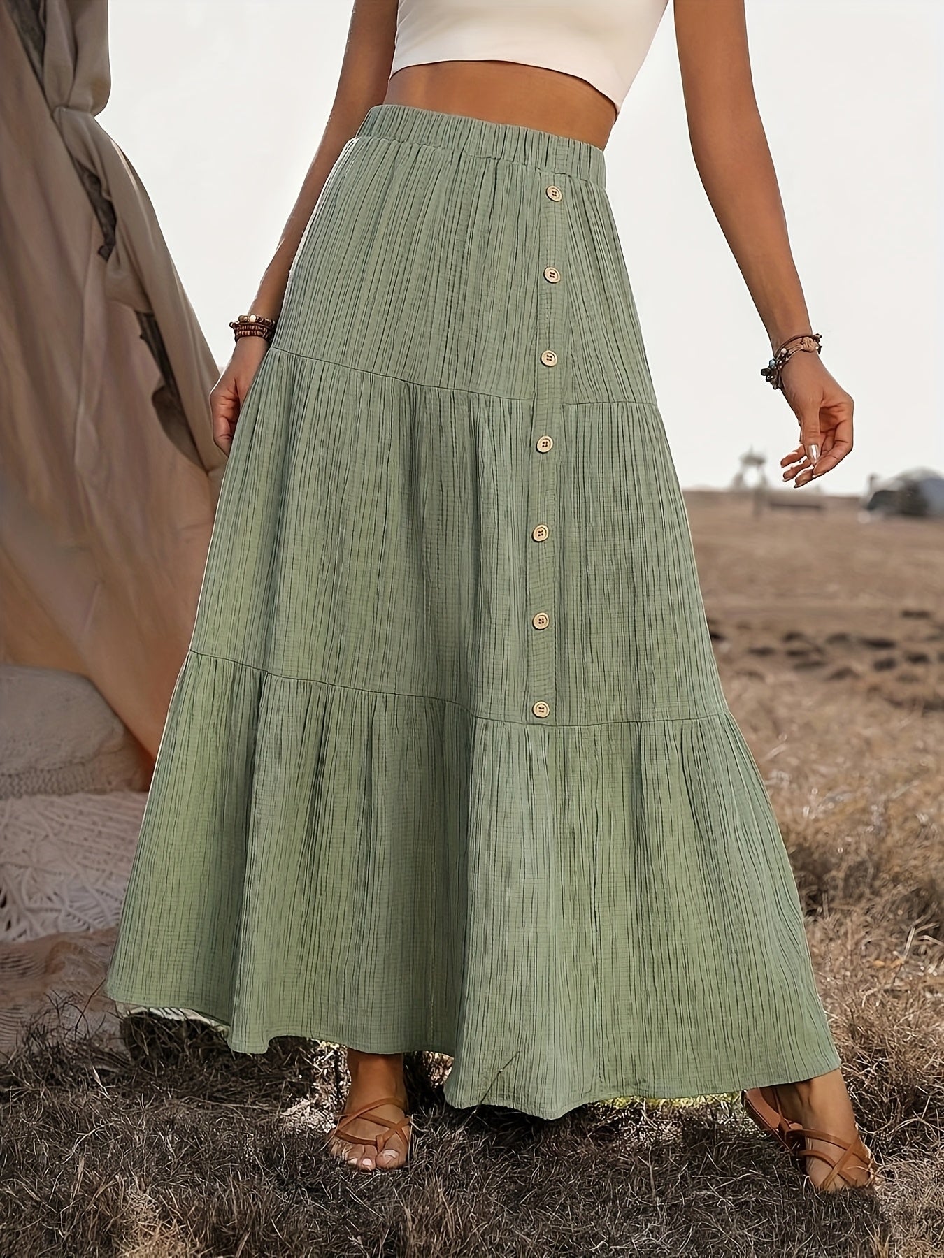 Enna | Bohemian Katoenen Maxi Rok Dames – Zomers met Volant Details