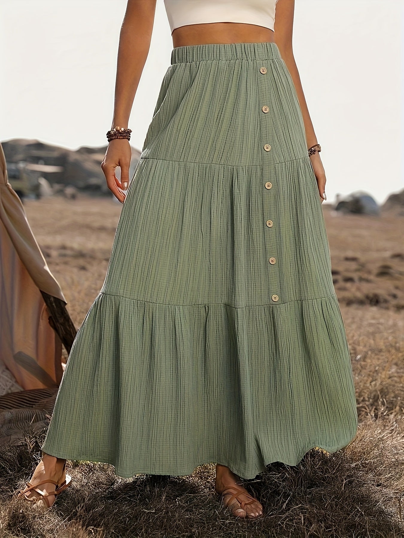 Enna | Bohemian Katoenen Maxi Rok Dames – Zomers met Volant Details