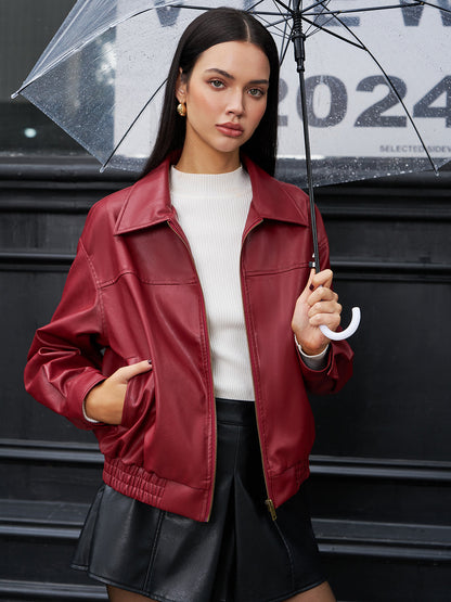 Fero | Casual Vegan Leren Jas Dames - Kort Model met Lange Mouwen