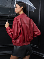 Fero | Casual Vegan Leren Jas Dames - Kort Model met Lange Mouwen