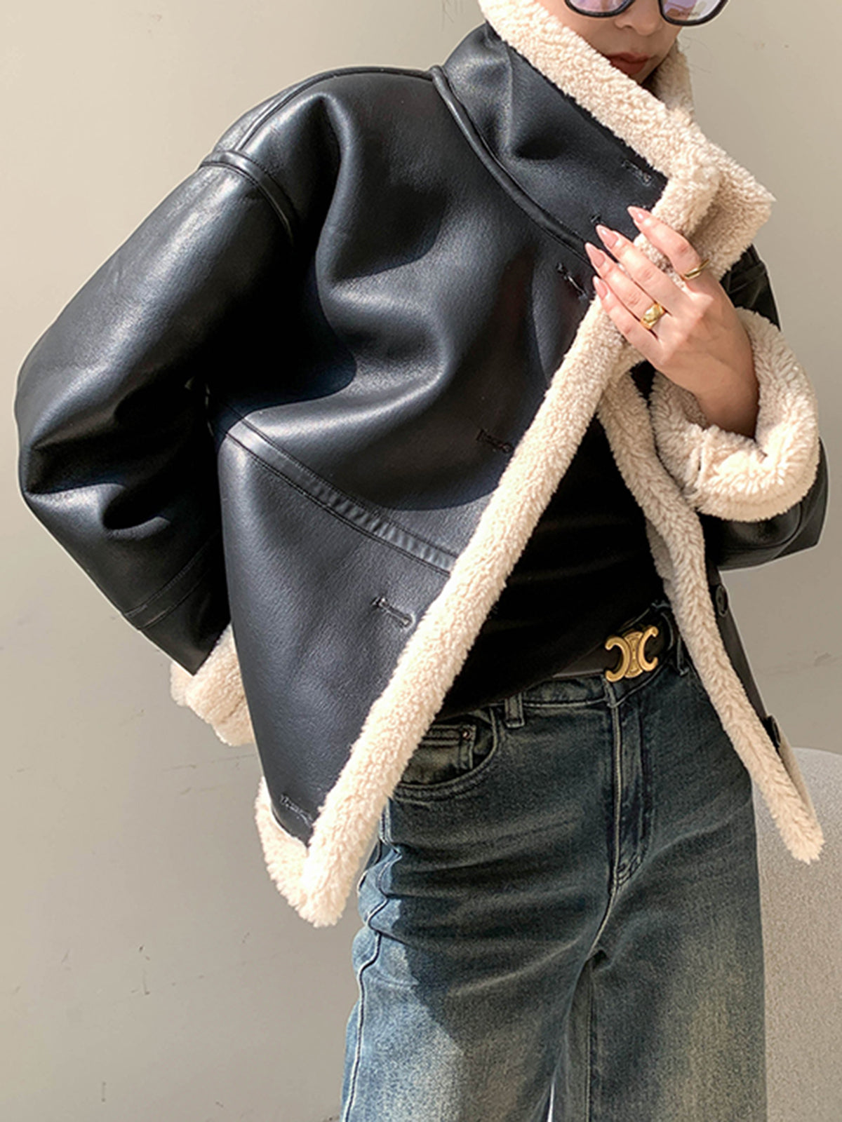 Creete | Fleece Gevoerde Lederen Jas voor Dames - Warm en Comfortabel