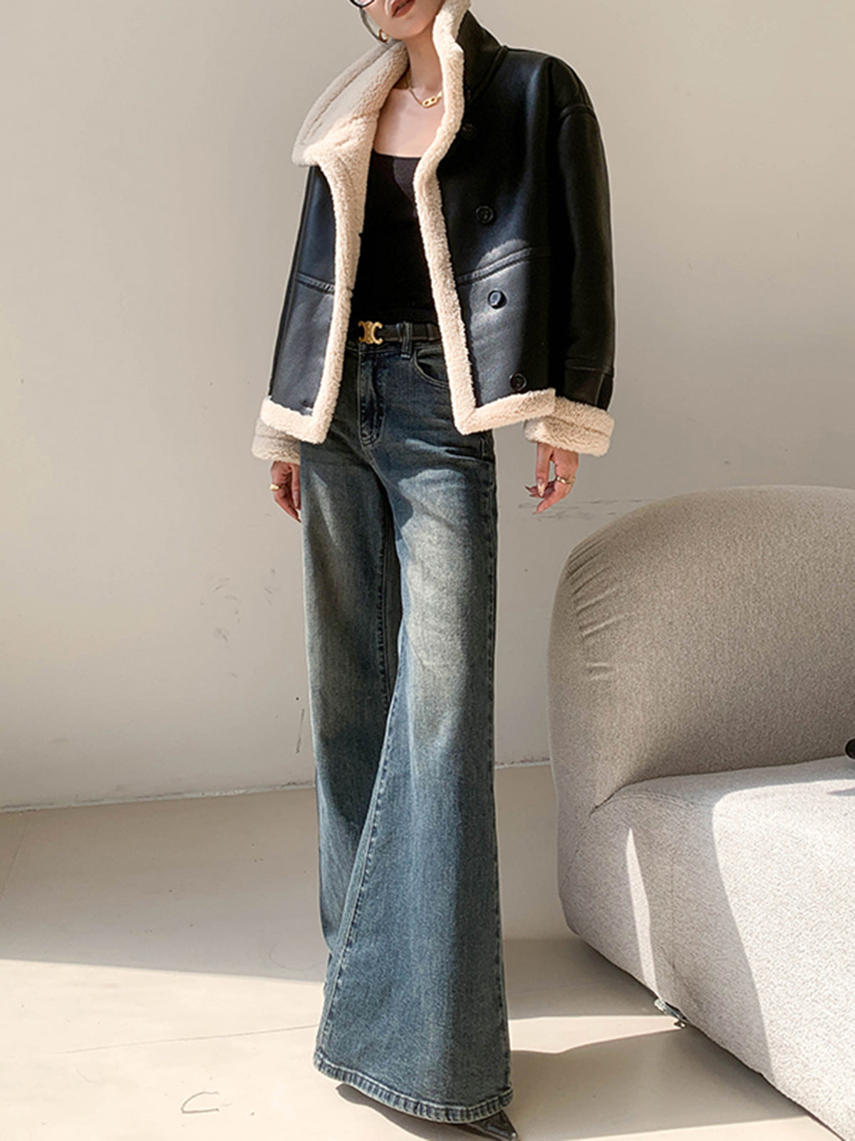 Creete | Fleece Gevoerde Lederen Jas voor Dames - Warm en Comfortabel