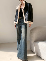 Creete | Fleece Gevoerde Lederen Jas voor Dames - Warm en Comfortabel