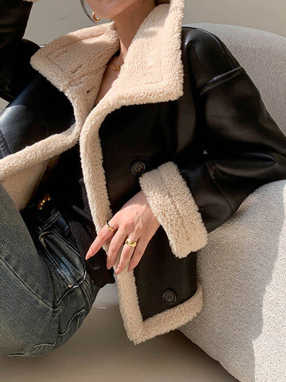 Creete | Fleece Gevoerde Lederen Jas voor Dames - Warm en Comfortabel