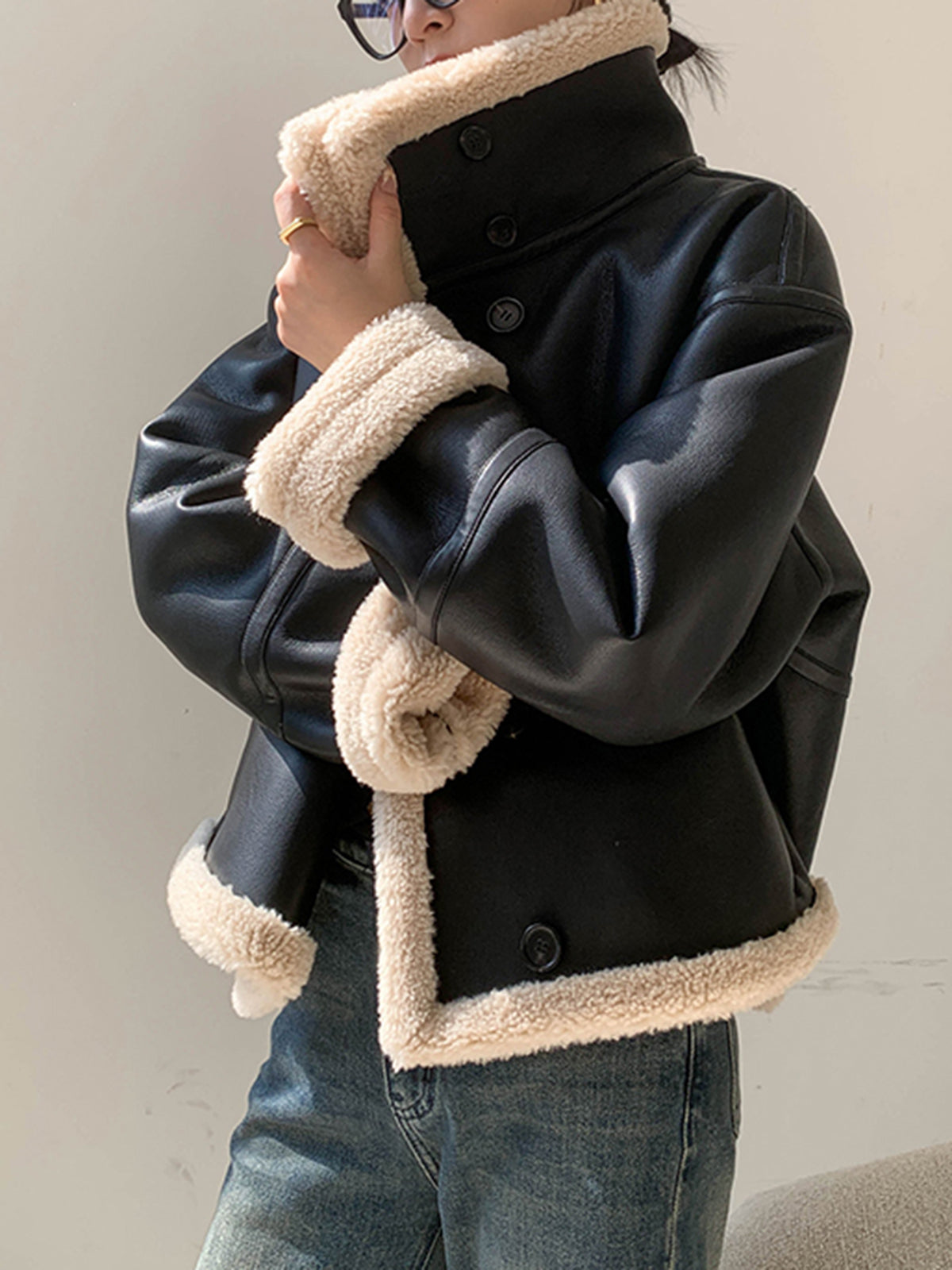 Creete | Fleece Gevoerde Lederen Jas voor Dames - Warm en Comfortabel