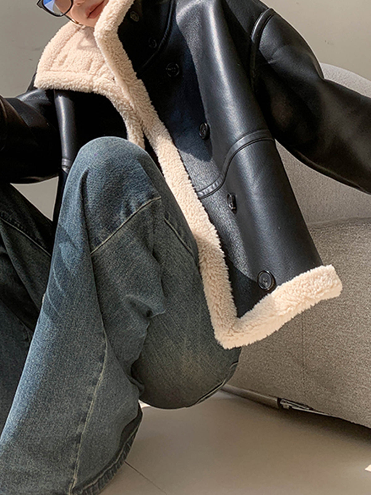 Creete | Fleece Gevoerde Lederen Jas voor Dames - Warm en Comfortabel