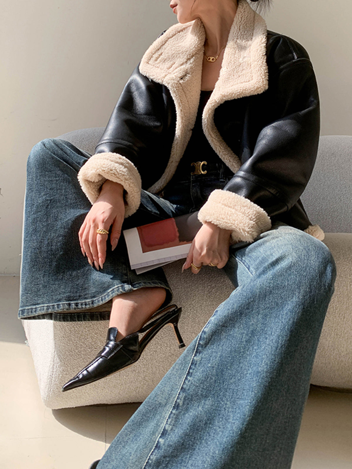 Creete | Fleece Gevoerde Lederen Jas voor Dames - Warm en Comfortabel