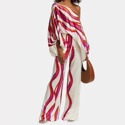 Rome | Glanzende en Elegante Satijn Look Tweedelige Set