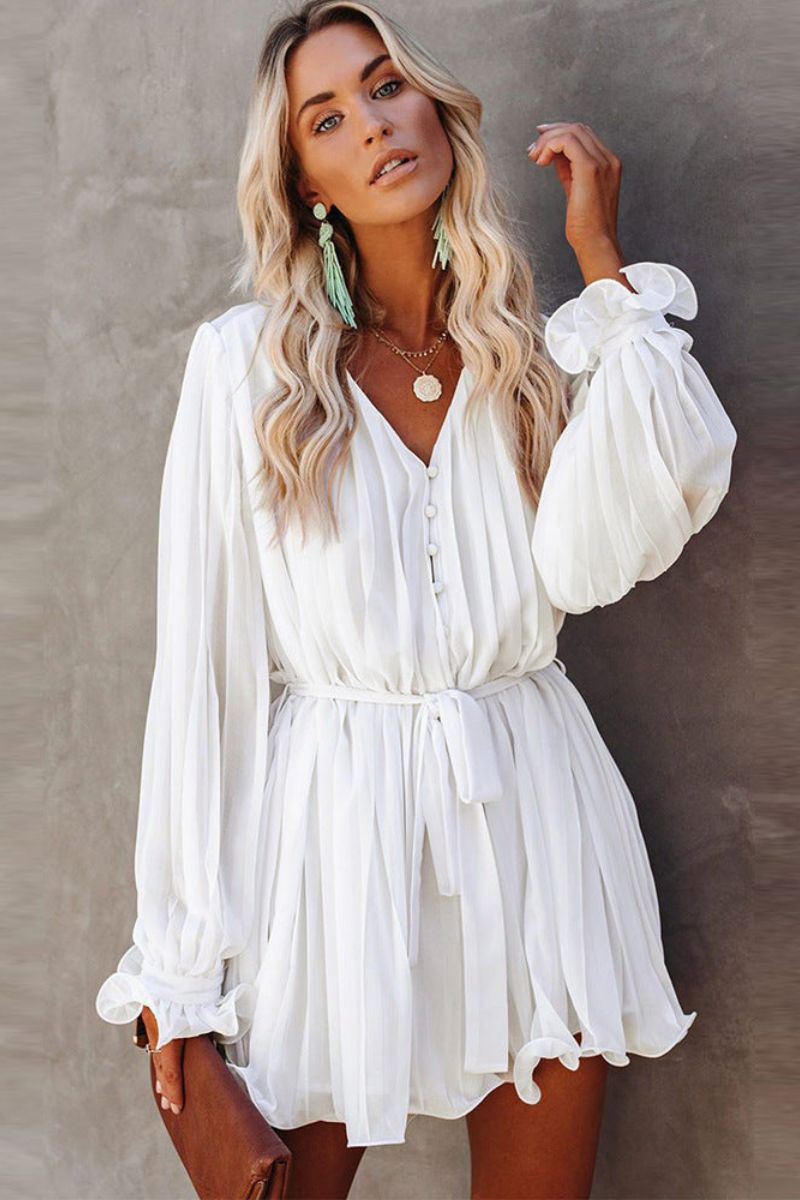 Sem | Zomerse Flair Jurk met V-hals en Ruches
