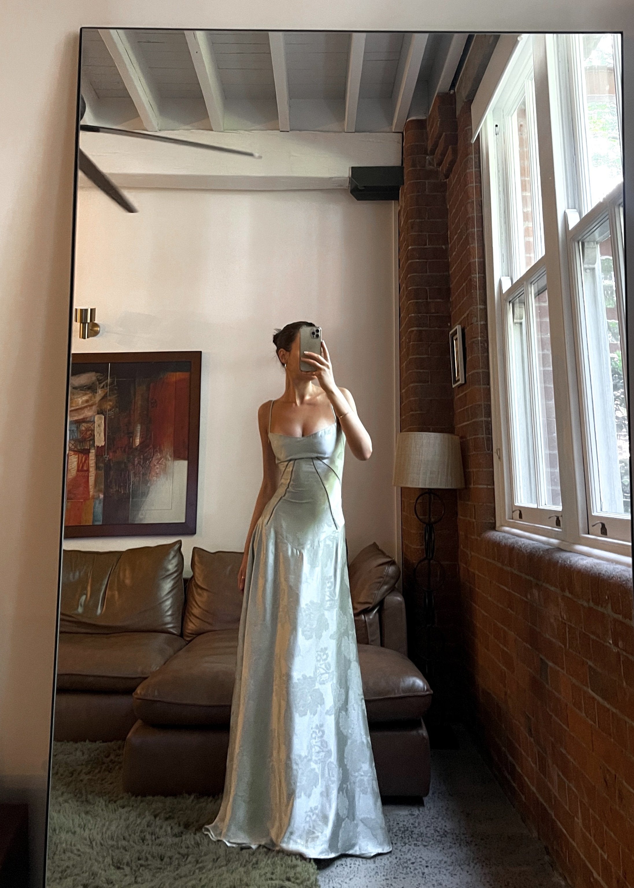 Gilda | Luxe Maxi Jurk met Elegante Bloemen Print - Kleur Pistache Groen