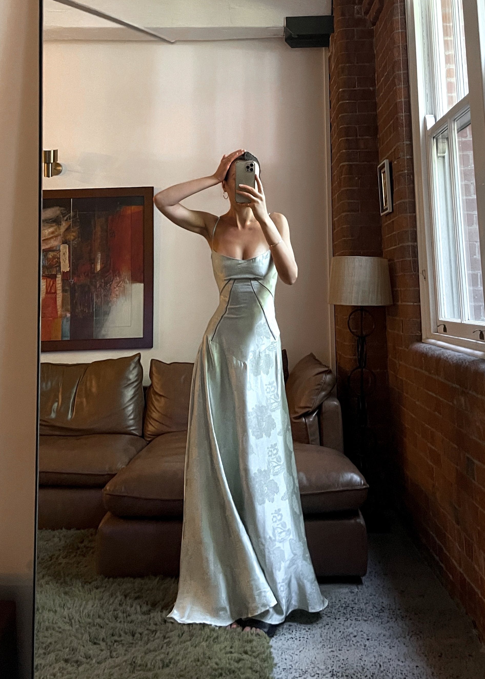 Gilda | Luxe Maxi Jurk met Elegante Bloemen Print - Kleur Pistache Groen