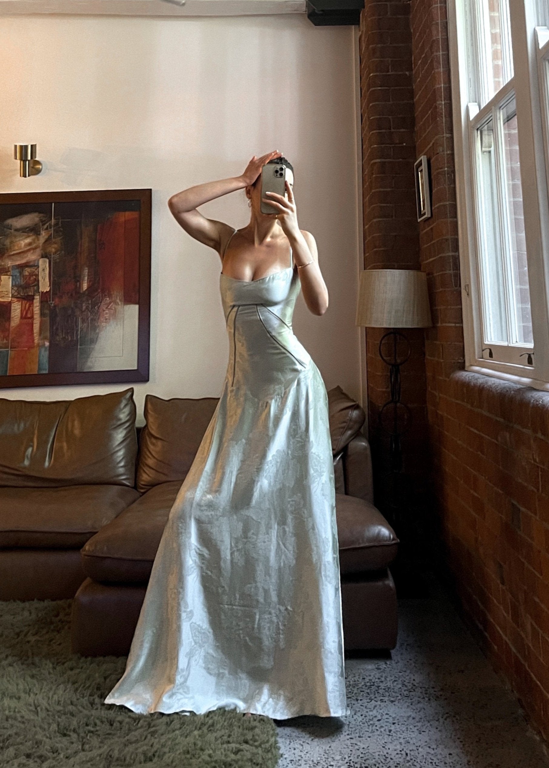 Gilda | Luxe Maxi Jurk met Elegante Bloemen Print - Kleur Pistache Groen