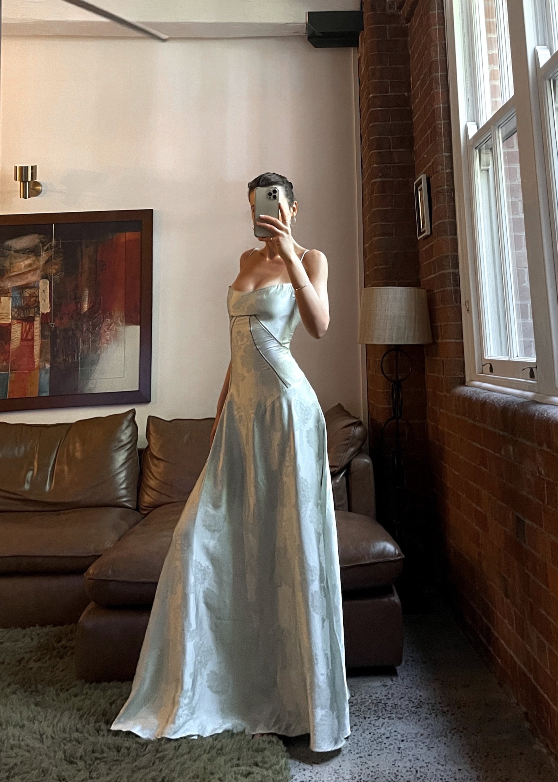 Gilda | Luxe Maxi Jurk met Elegante Bloemen Print - Kleur Pistache Groen