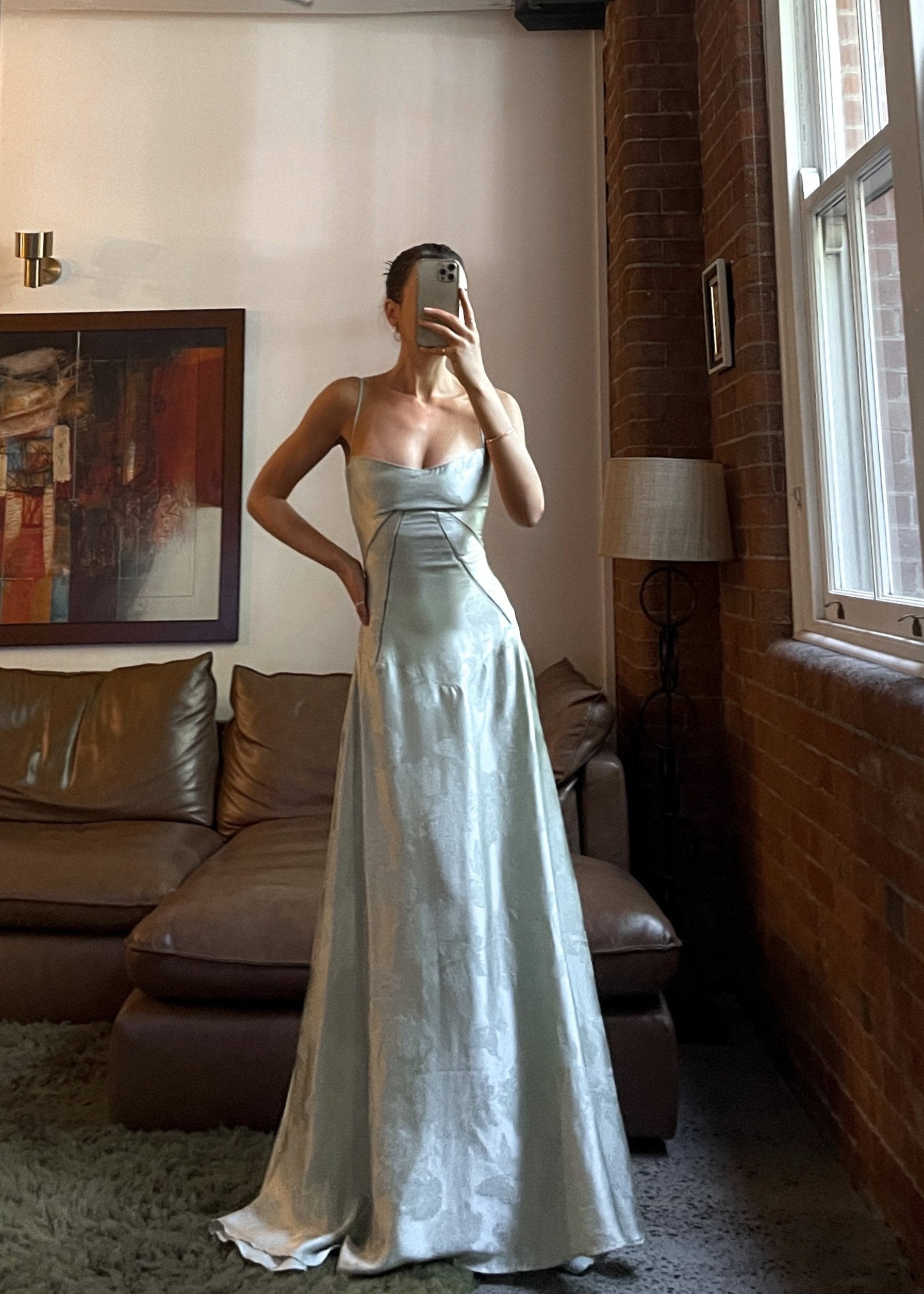 Gilda | Luxe Maxi Jurk met Elegante Bloemen Print - Kleur Pistache Groen