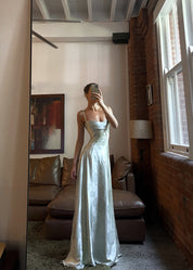 Gilda | Luxe Maxi Jurk met Elegante Bloemen Print - Kleur Pistache Groen