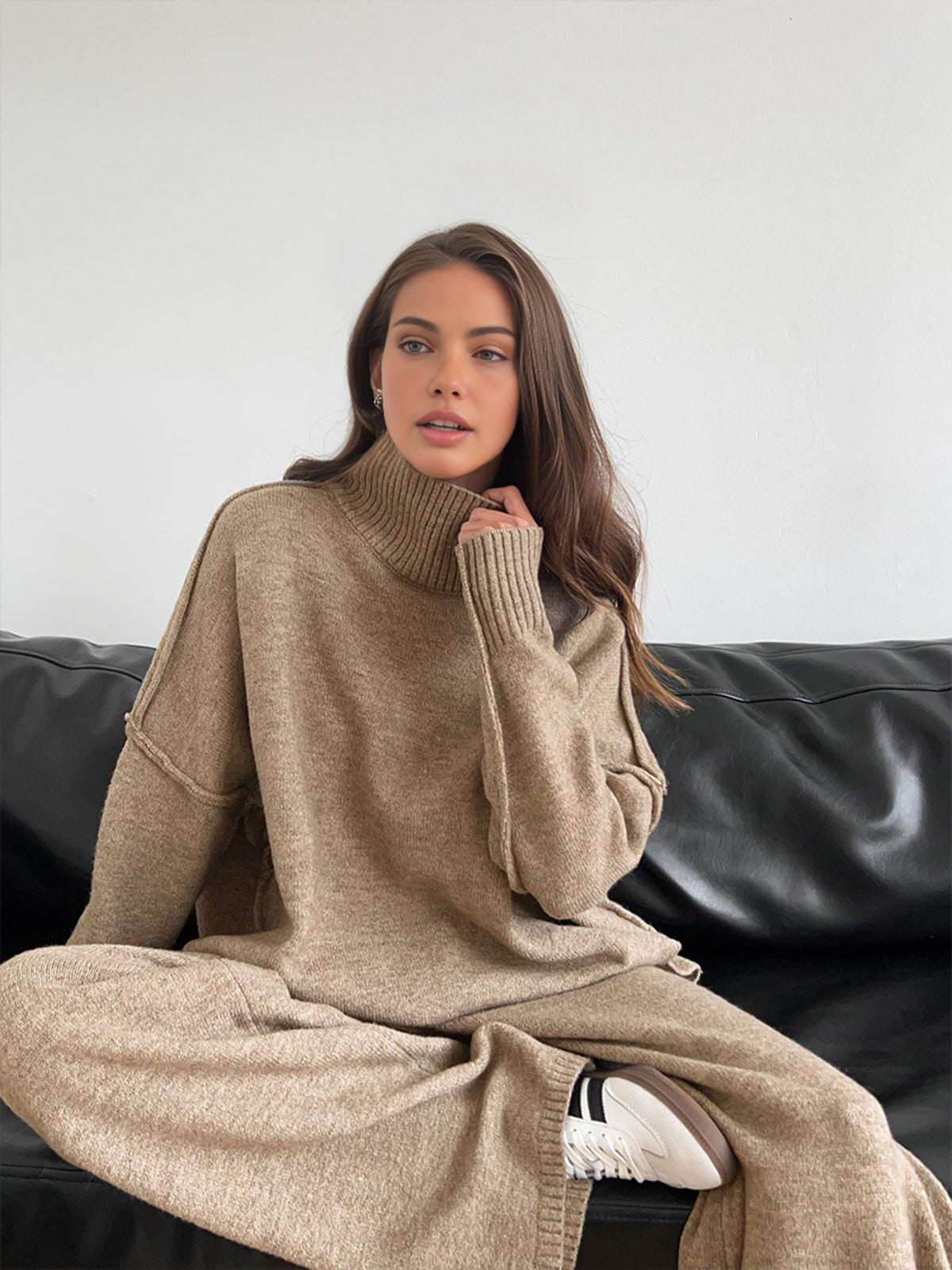 Gerio | Turtleneck Set Dames - Gebreide Tweedelige Loungewear Set