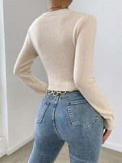 Gina | Trendy Geknoopte Dames Trui - Casual, Gebreid