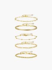 Gina | Luxe Armbanden Set - Set van 5, Verstelbaar, Titanium Staal