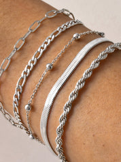 Gina | Luxe Armbanden Set - Set van 5, Verstelbaar, Titanium Staal